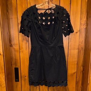 NWT Anthropologie Elegant Black Cutout Short Sleeve Cotton Dress Women’s size 4